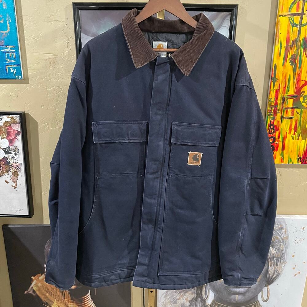 Y2K Carhartt C26 Sandstone Arctic Vintage Traditional Blue Distressed Jacket 2XL